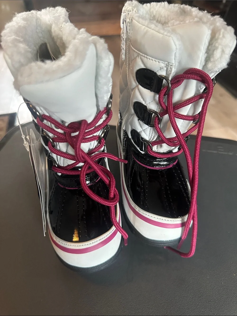 totes Kids White and Pink Snow Boots
